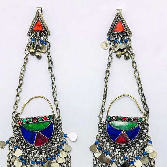 Afghan Kuchi Bell Earrings: Traditional Tribal Chandbaliyaan - Picture 8 of 12
